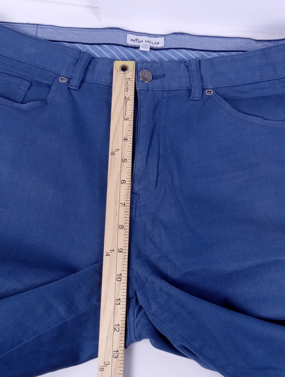 Peter Millar Signature Sateen Five-Pocket Pants Mens Size 34x32 Blue